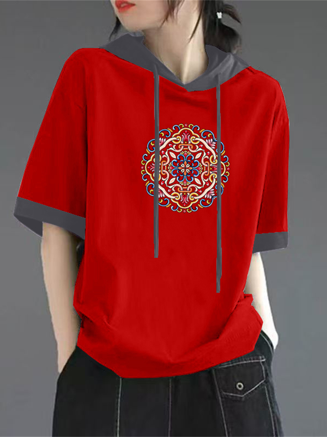 Red Pure Cotton Short Sleeve T - Streetwear Brand Hats avaliação e preço