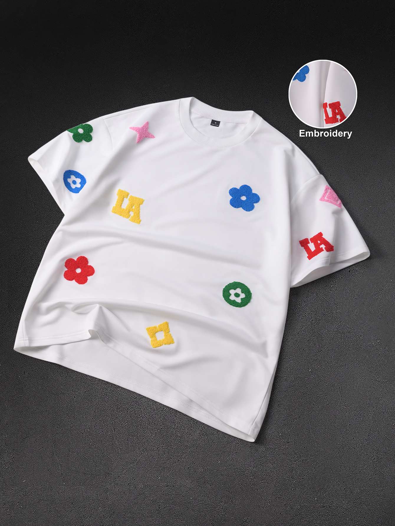 Men's Oversized Y2K Streetwear - Streetwear Brand With White Flowers avaliação e preço