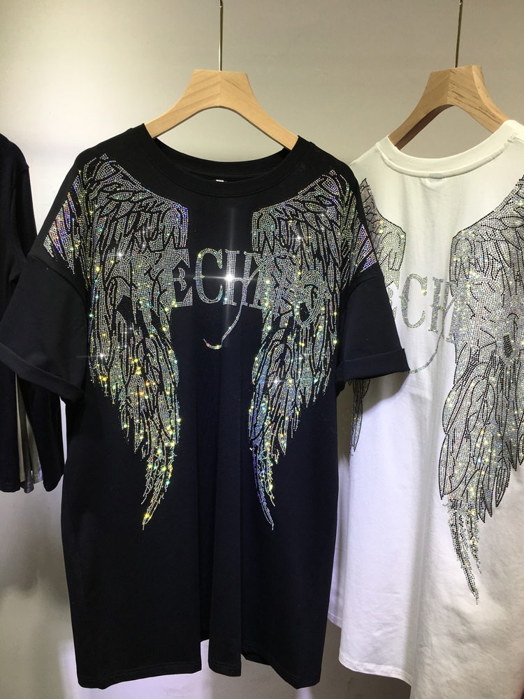 L-4XL Oversize Rhinestone Ange - Streetwear Clothing Brands avaliação e preço