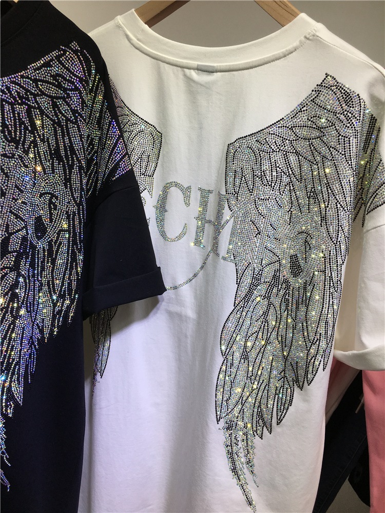L-4XL Oversize Rhinestone Ange - Streetwear Clothing Brands avaliação e preço