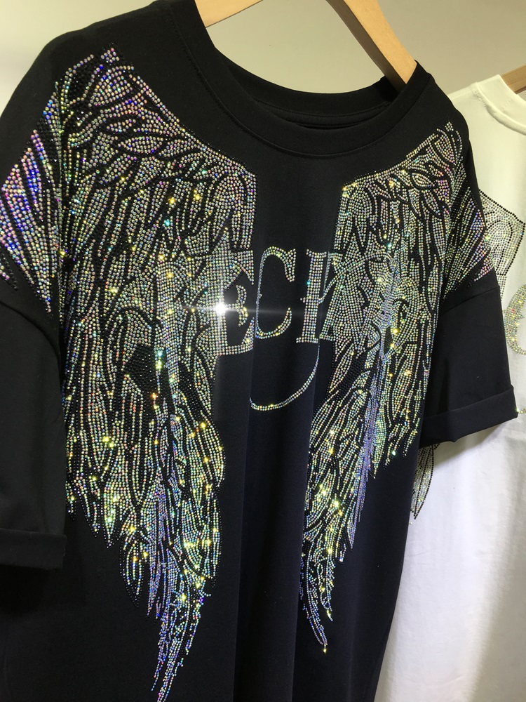 L-4XL Oversize Rhinestone Ange - Streetwear Clothing Brands avaliação e preço