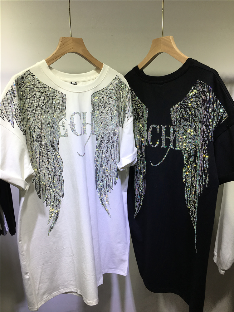 L-4XL Oversize Rhinestone Ange - Streetwear Clothing Brands avaliação e preço