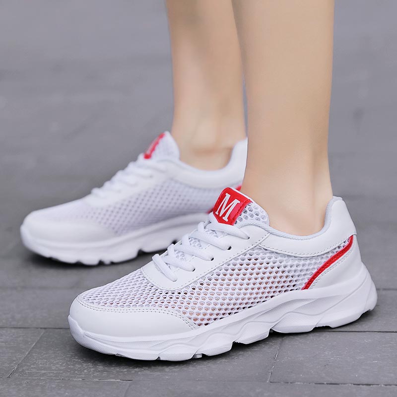 Summer Breathable Sneakers Wom - Streetwear Brand With White Flowers avaliação e preço
