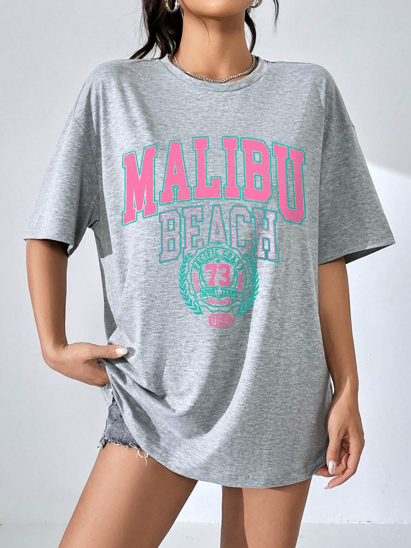 Malibu Beach Letter Print Prin - Streetwear Clothing Brands avaliação e preço