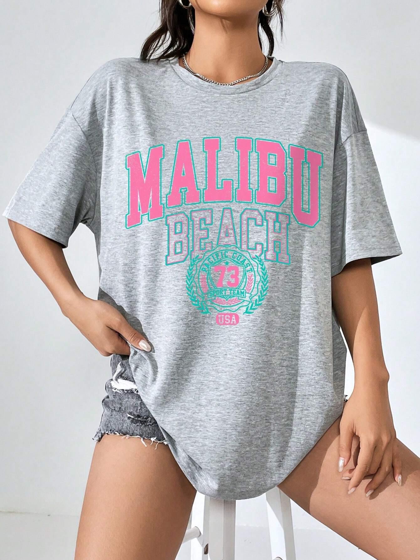 Malibu Beach Letter Print Prin - Streetwear Clothing Brands avaliação e preço